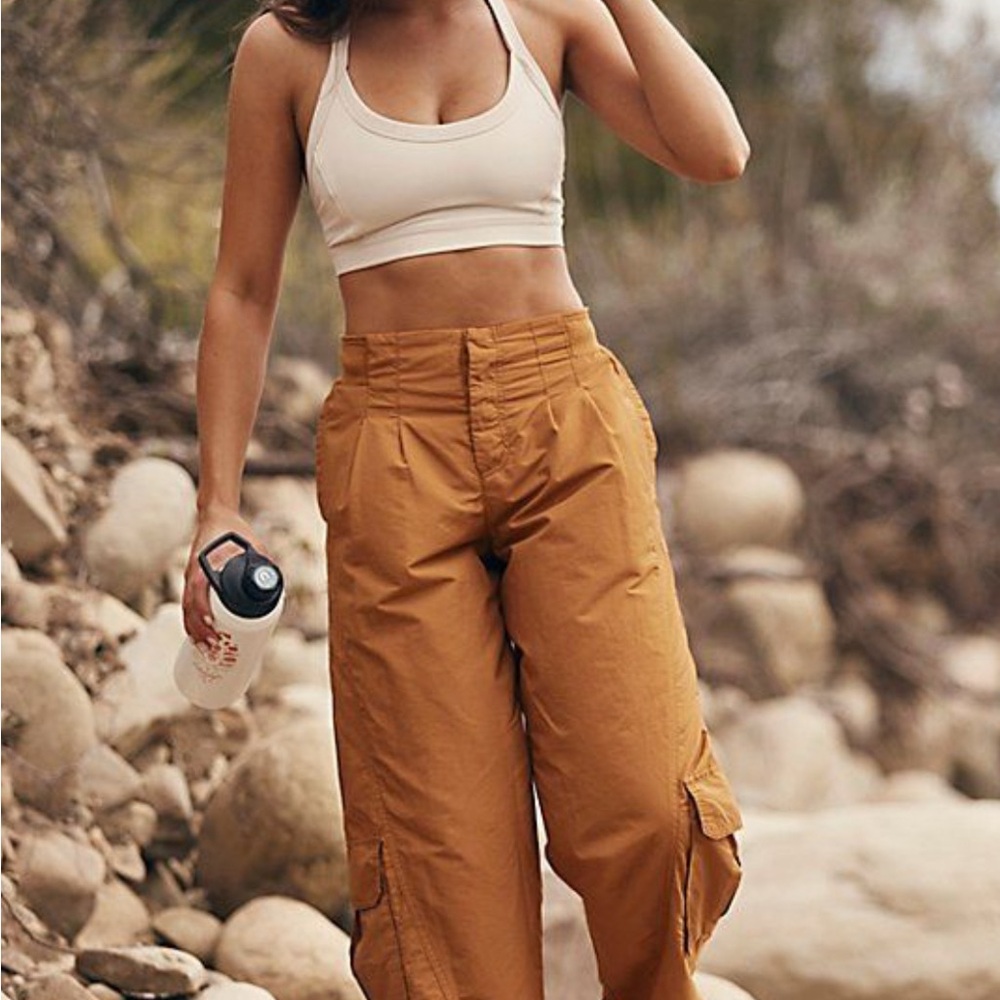 Free People Tan Wide Leg Pants High Waisted